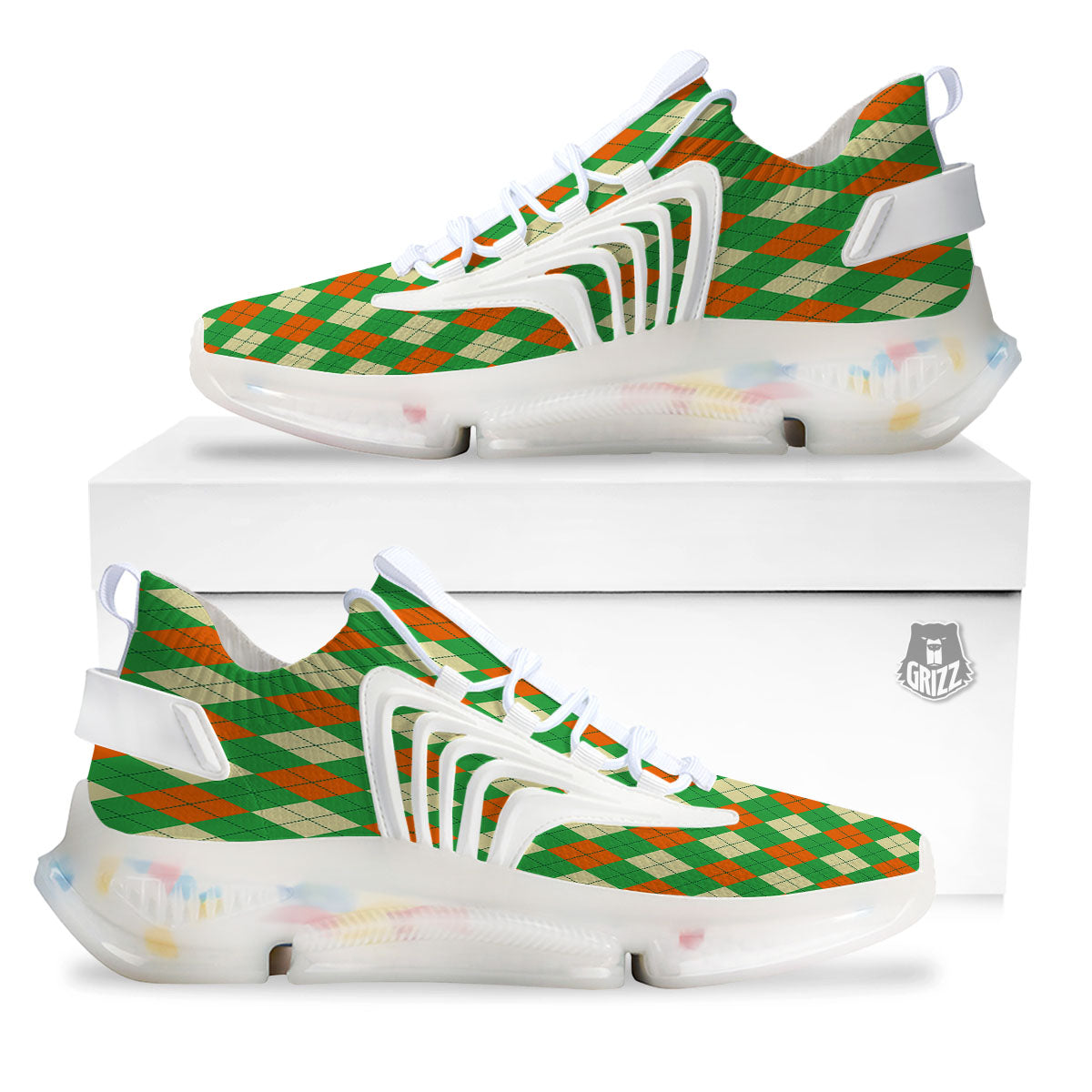 Argyle Saint Patrick's Day Print Pattern White Gym Shoes-grizzshop