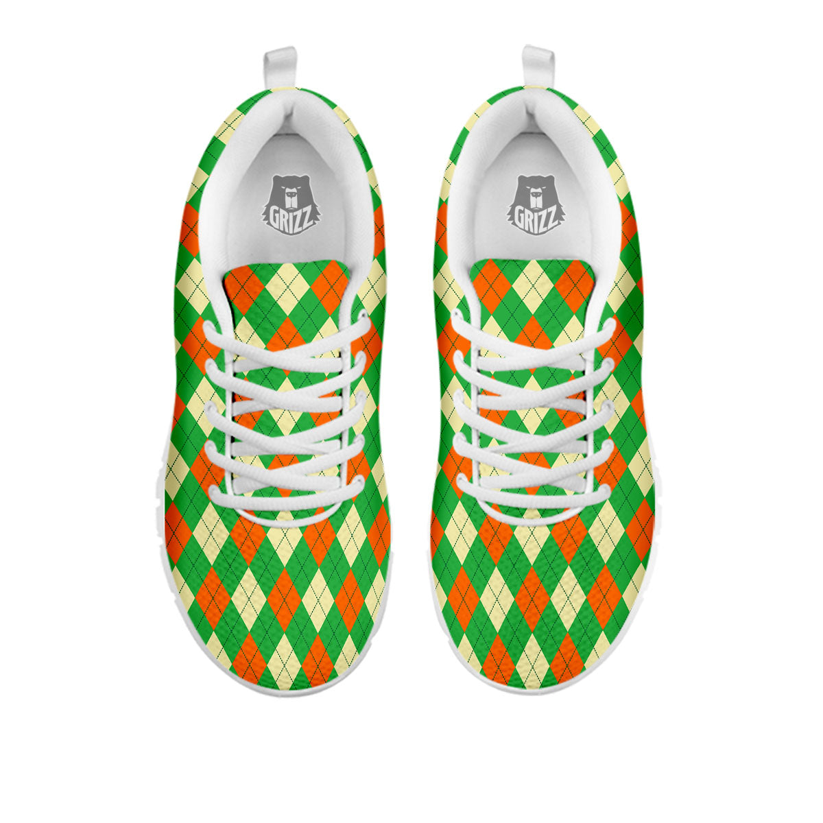 Argyle Saint Patrick's Day Print Pattern White Sneaker-grizzshop