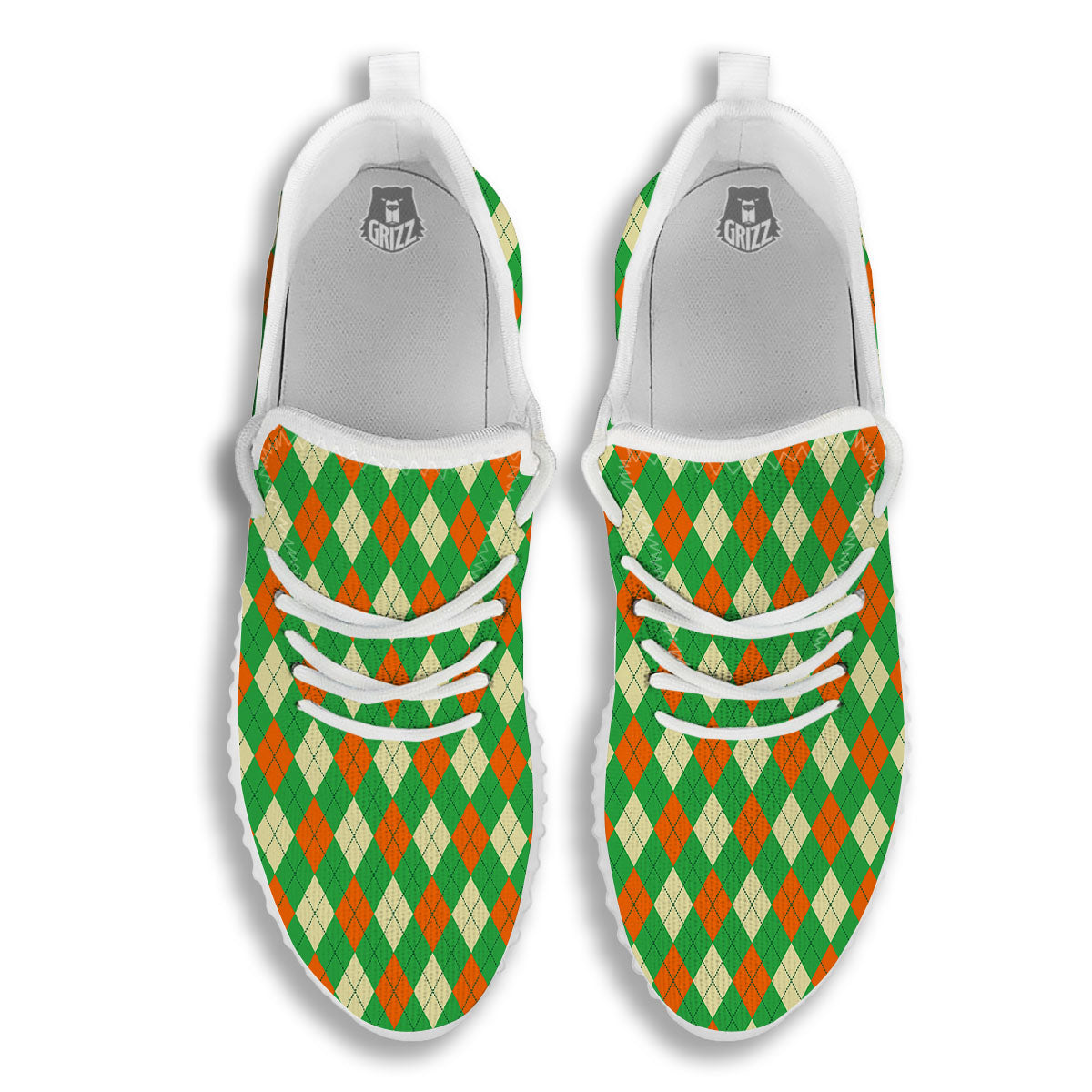 Argyle Saint Patrick's Day Print Pattern White Walking Shoes-grizzshop