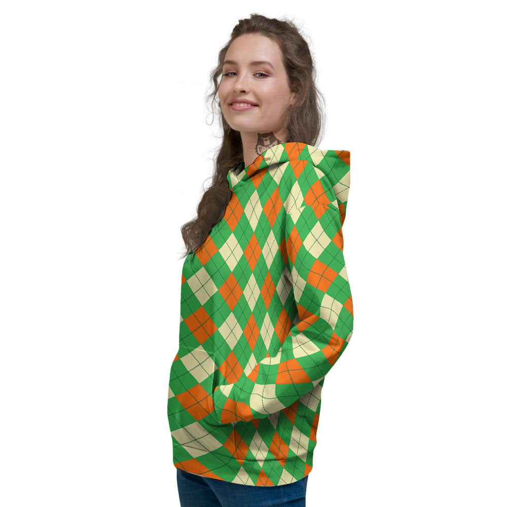 Argyle Saint Patrick's Day Print Pattern Women's Hoodie-grizzshop