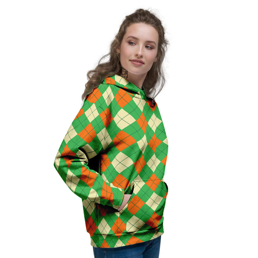 Argyle Saint Patrick's Day Print Pattern Women's Hoodie-grizzshop