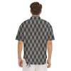 Argyle Shadow Grey Print Pattern Men's Short Sleeve Shirts-grizzshop