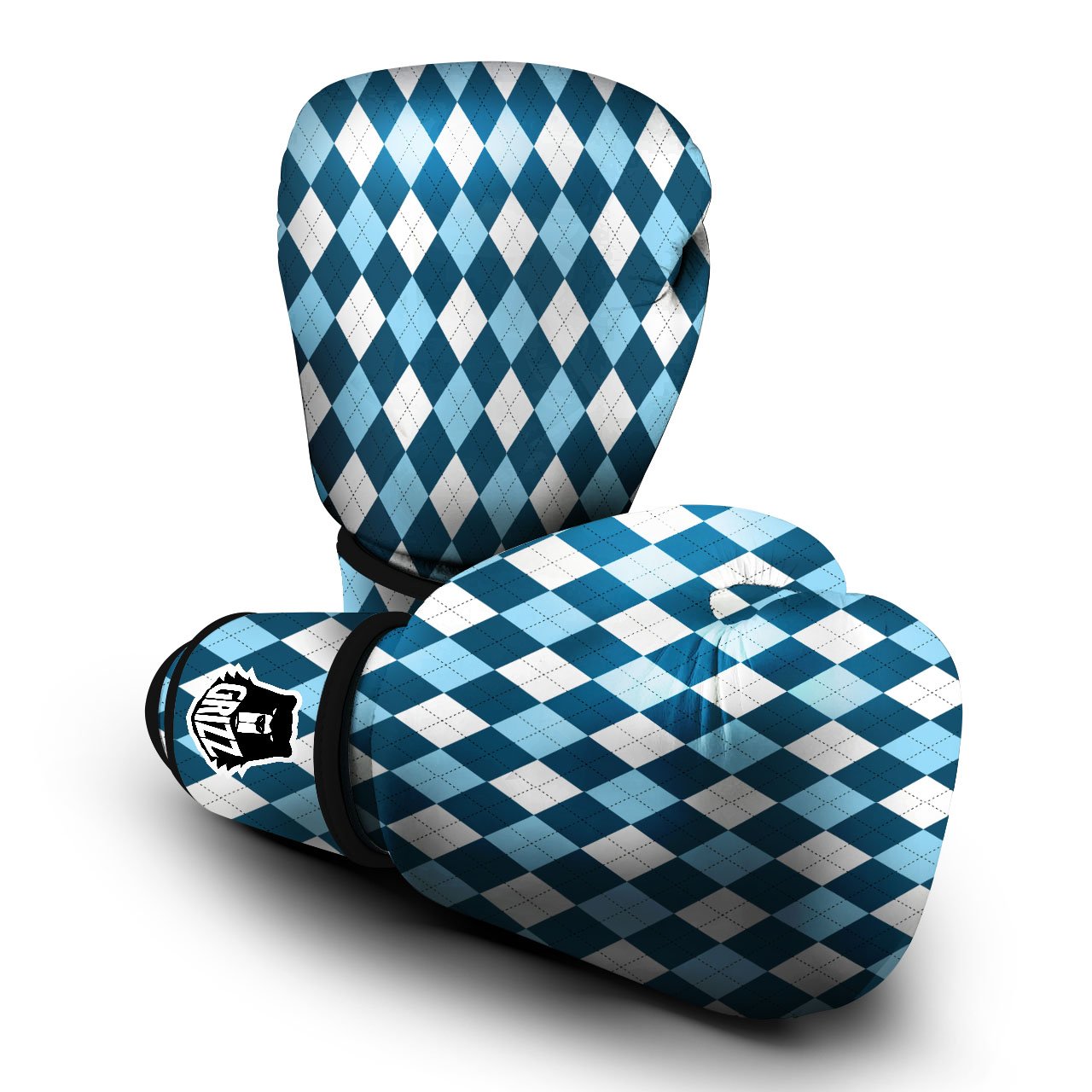 Argyle Soft Blue Print Pattern Boxing Gloves-grizzshop