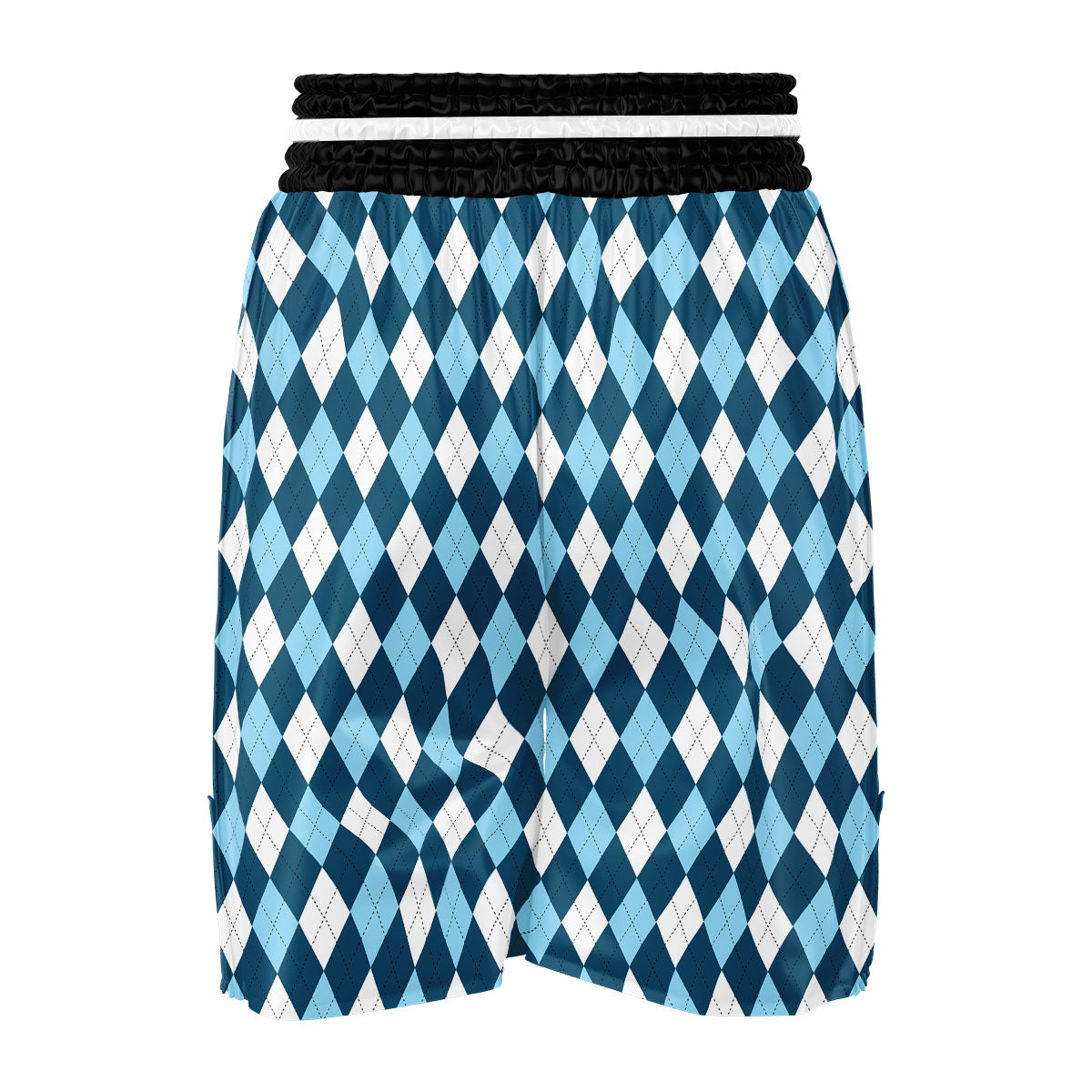Argyle Soft Blue Print Pattern Boxing Shorts-grizzshop