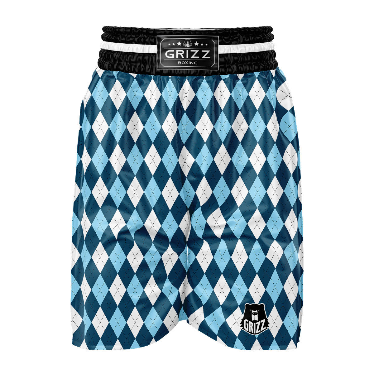Argyle Soft Blue Print Pattern Boxing Shorts-grizzshop