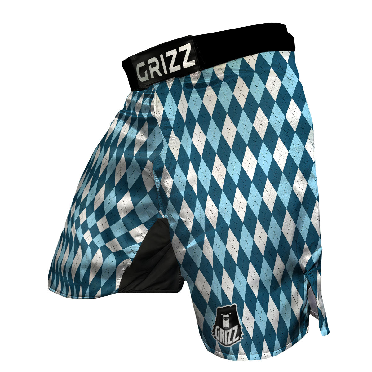 Argyle Soft Blue Print Pattern MMA Shorts-grizzshop