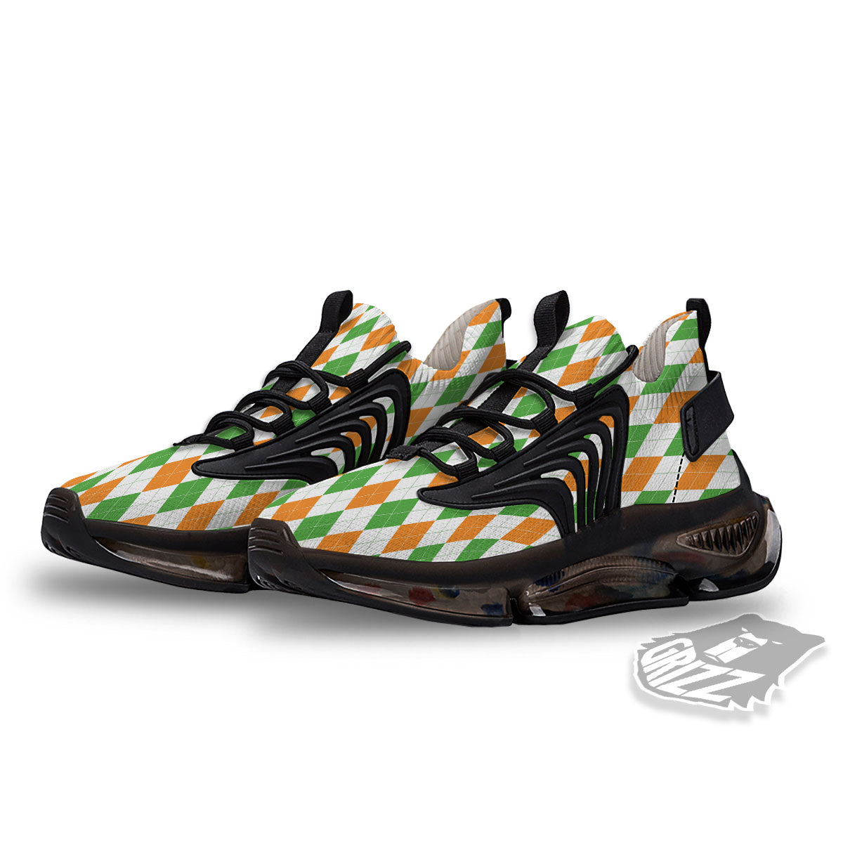 Argyle St Patrick's Day Print Pattern Black Gym Shoes-grizzshop