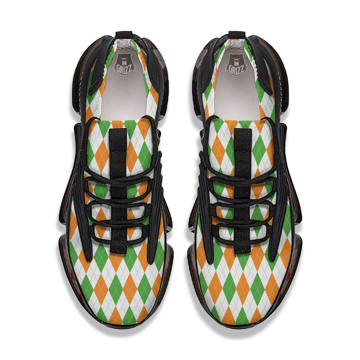 Argyle St Patrick's Day Print Pattern Black Gym Shoes-grizzshop