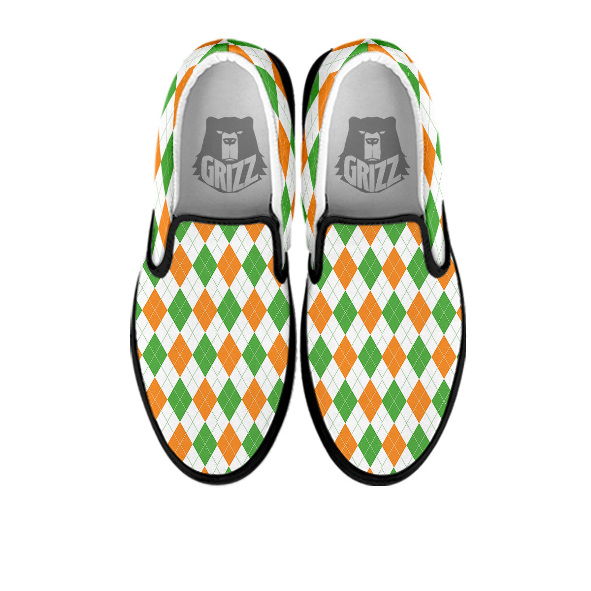 Argyle St Patrick's Day Print Pattern Black Slip On Shoes-grizzshop