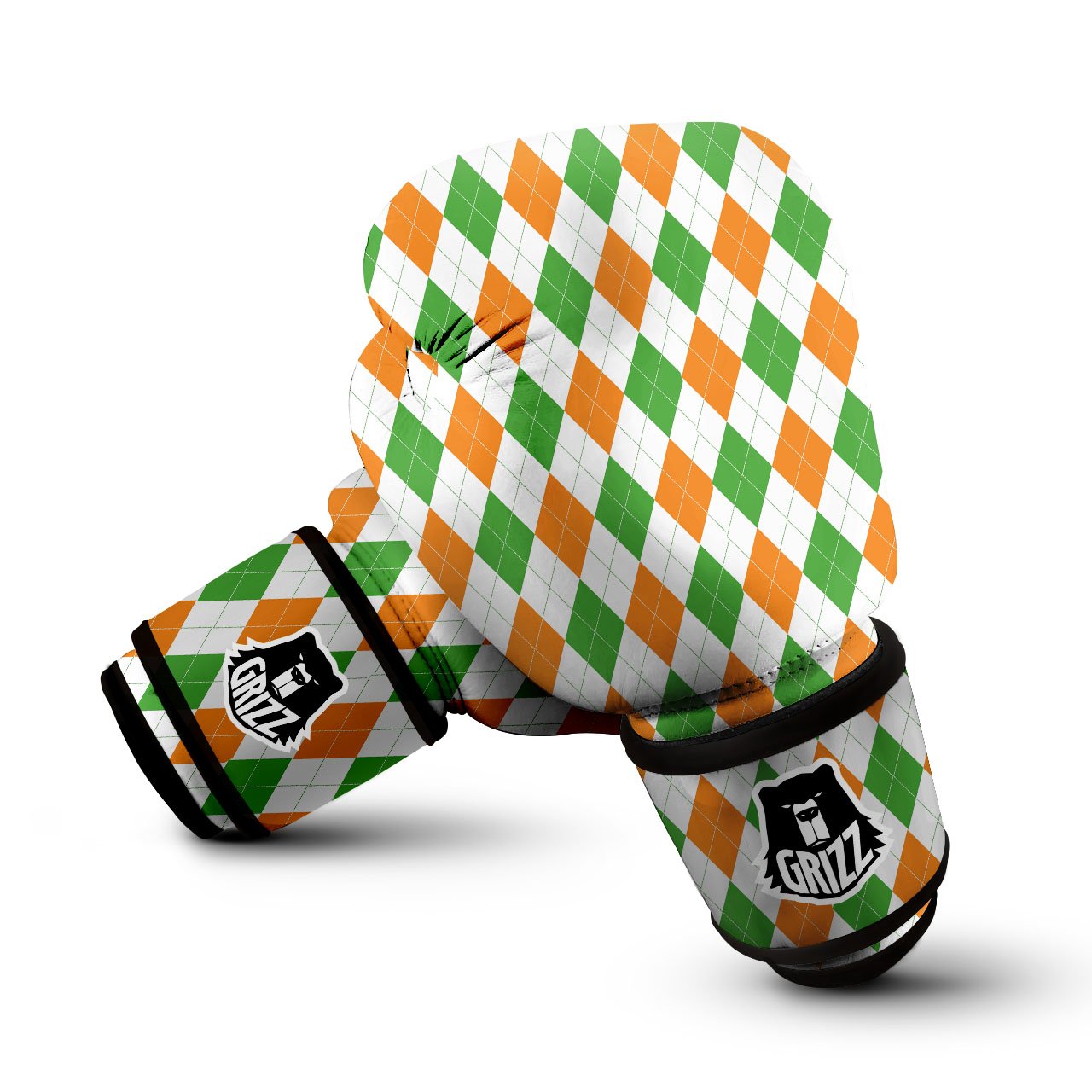 Argyle St Patrick's Day Print Pattern Boxing Gloves-grizzshop