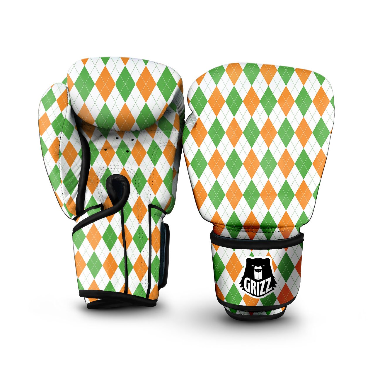 Argyle St Patrick's Day Print Pattern Boxing Gloves-grizzshop