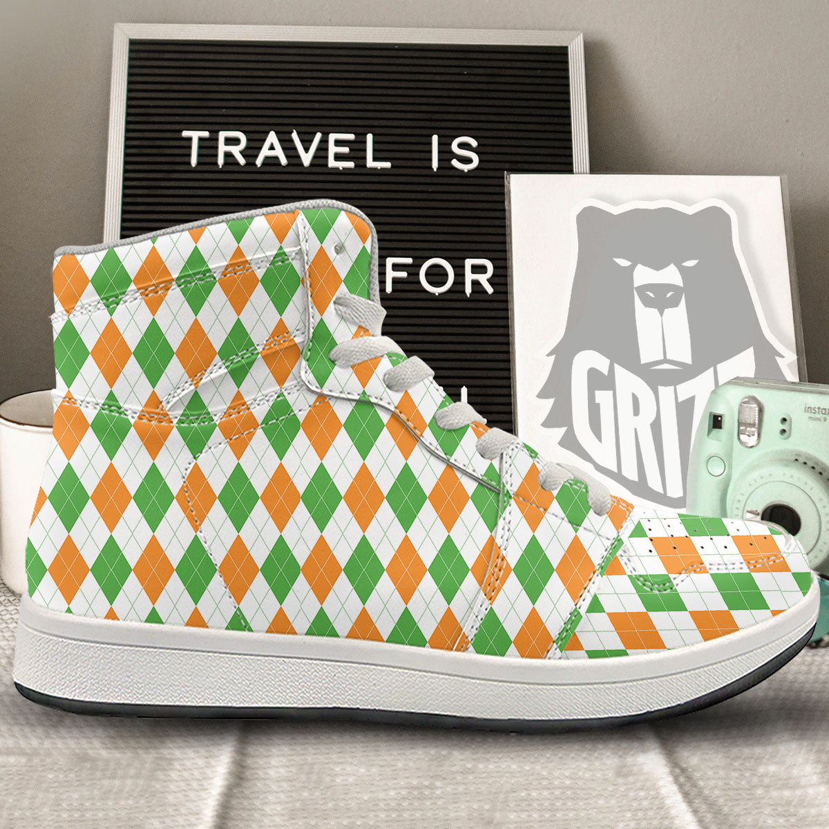 Argyle St Patrick's Day Print Pattern High Top Sneakers-grizzshop