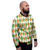 Argyle St Patrick's Day Print Pattern Men's Bomber Jacket-grizzshop