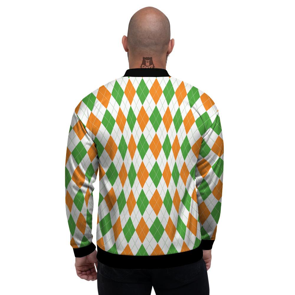 Argyle St Patrick's Day Print Pattern Men's Bomber Jacket-grizzshop