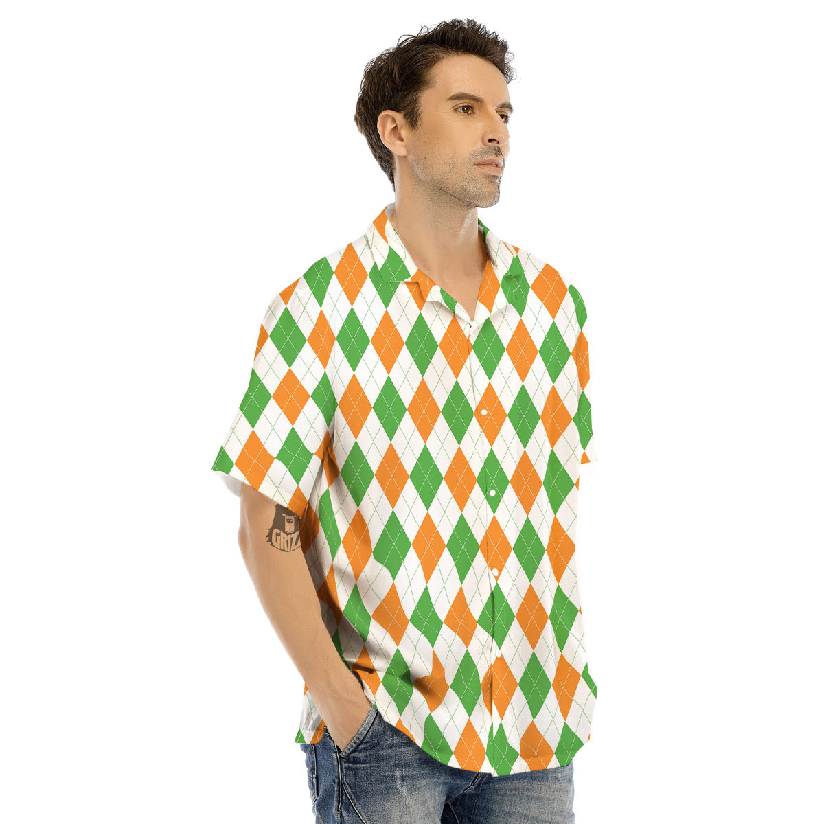 Argyle St Patrick's Day Print Pattern Men's Hawaiian Shirt-grizzshop