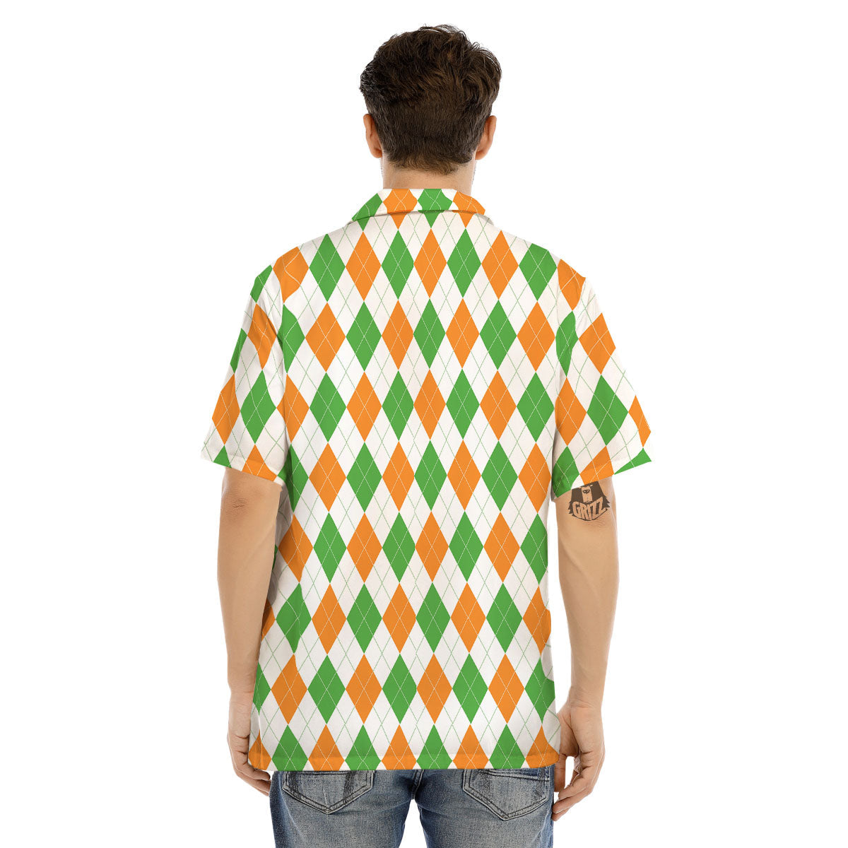 Argyle St Patrick's Day Print Pattern Men's Hawaiian Shirt-grizzshop