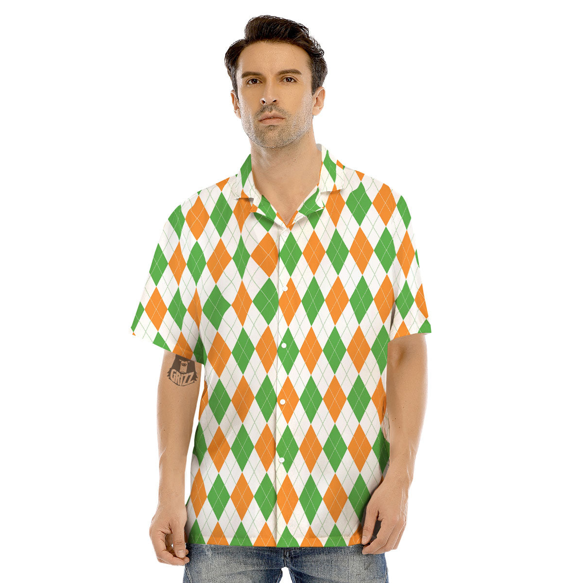 Argyle St Patrick's Day Print Pattern Men's Hawaiian Shirt-grizzshop