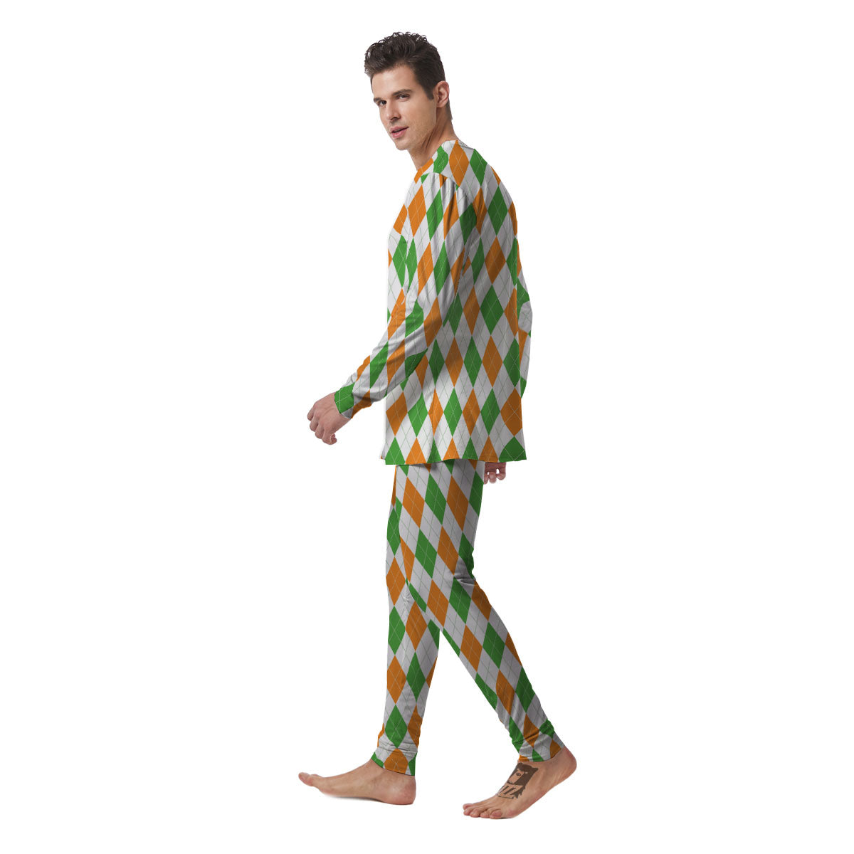 Argyle St Patrick's Day Print Pattern Men's Pajamas-grizzshop