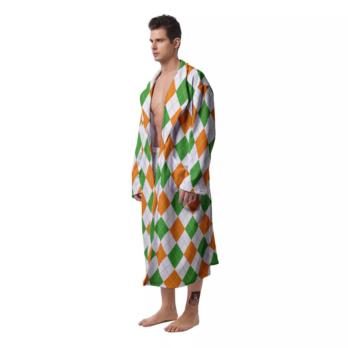 Argyle St Patrick's Day Print Pattern Men's Robe-grizzshop