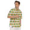 Argyle St Patrick's Day Print Pattern Men's Short Sleeve Shirts-grizzshop