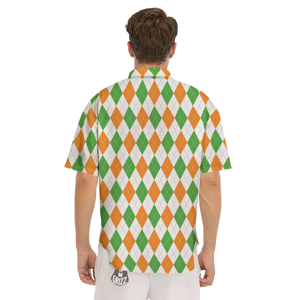 Argyle St Patrick's Day Print Pattern Men's Short Sleeve Shirts-grizzshop