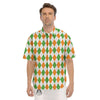 Argyle St Patrick's Day Print Pattern Men's Short Sleeve Shirts-grizzshop