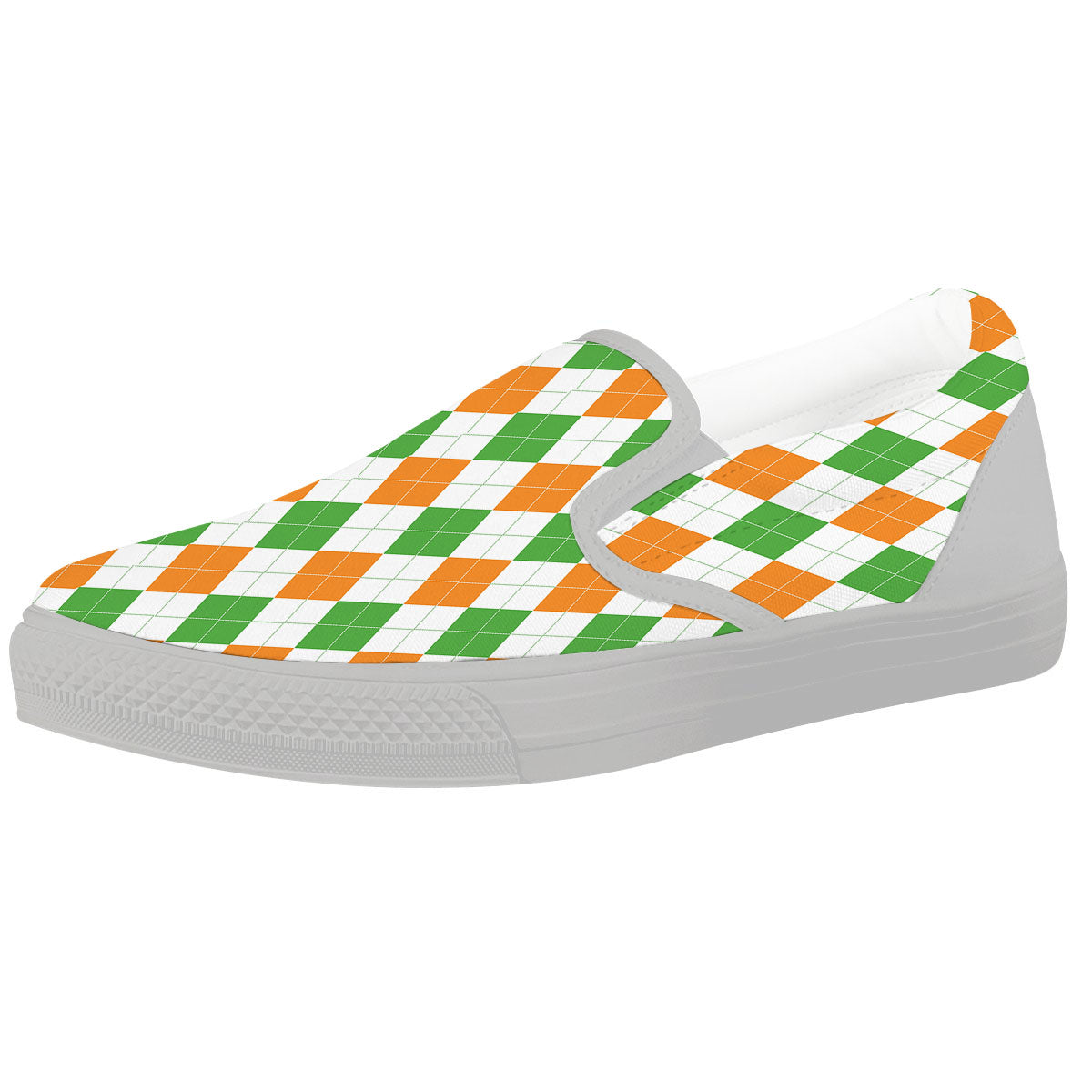 Argyle St Patrick's Day Print Pattern White Slip On Shoes-grizzshop