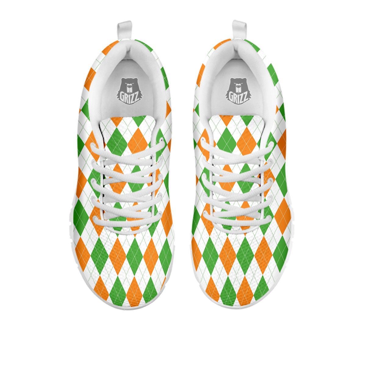 Argyle St Patrick's Day Print Pattern White Sneaker-grizzshop