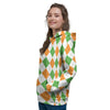 Argyle St Patrick's Day Print Pattern Women's Hoodie-grizzshop