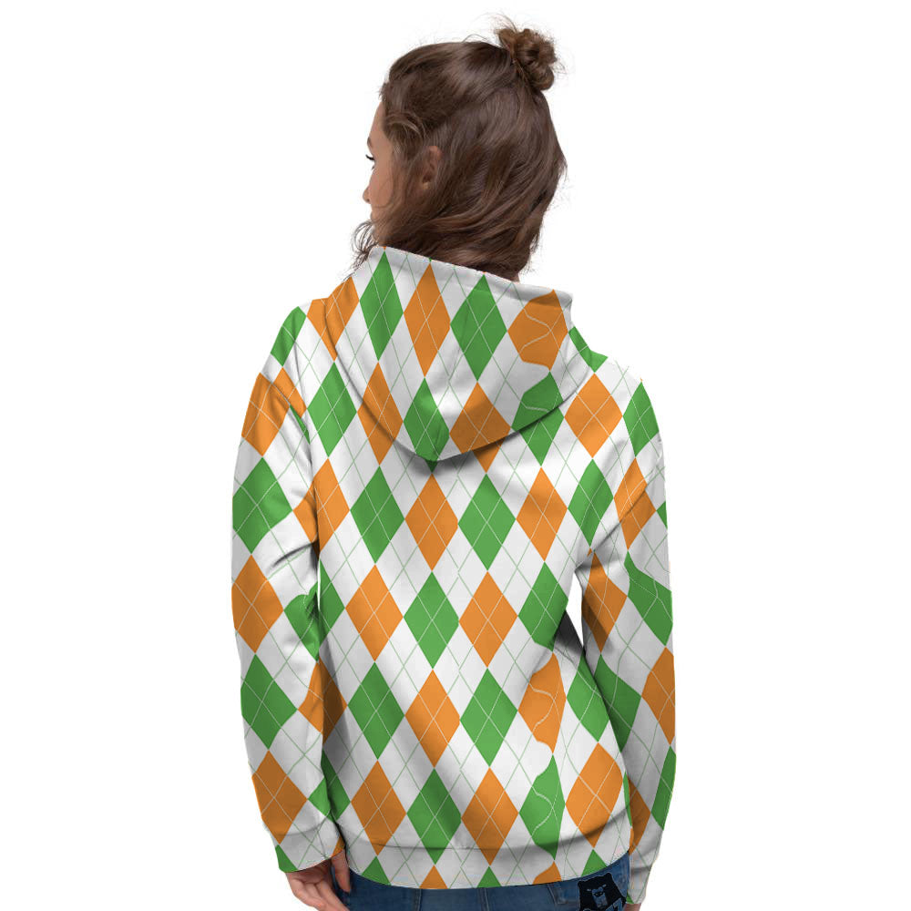 Argyle St Patrick's Day Print Pattern Women's Hoodie-grizzshop