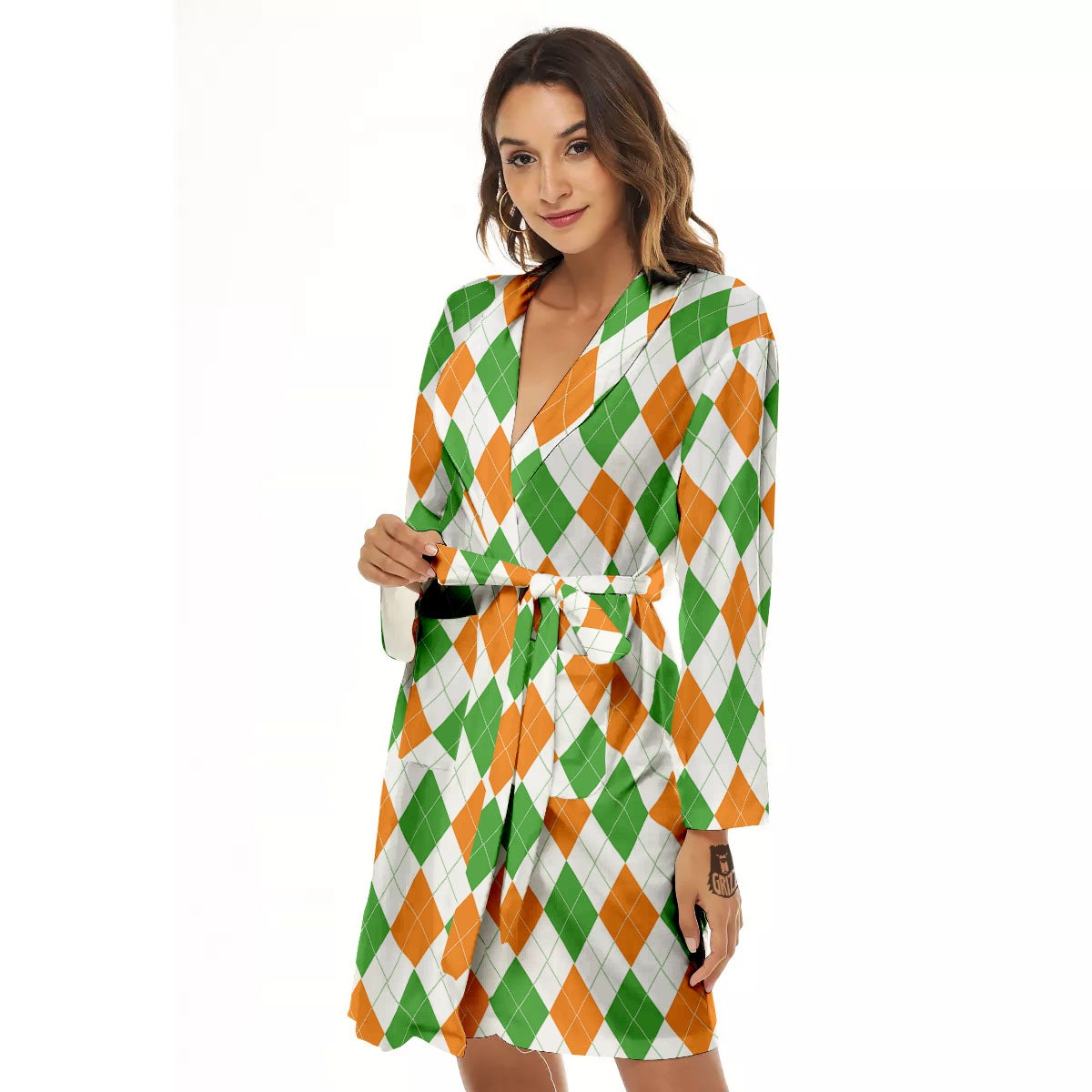 Argyle St Patrick's Day Print Pattern Women's Robe-grizzshop