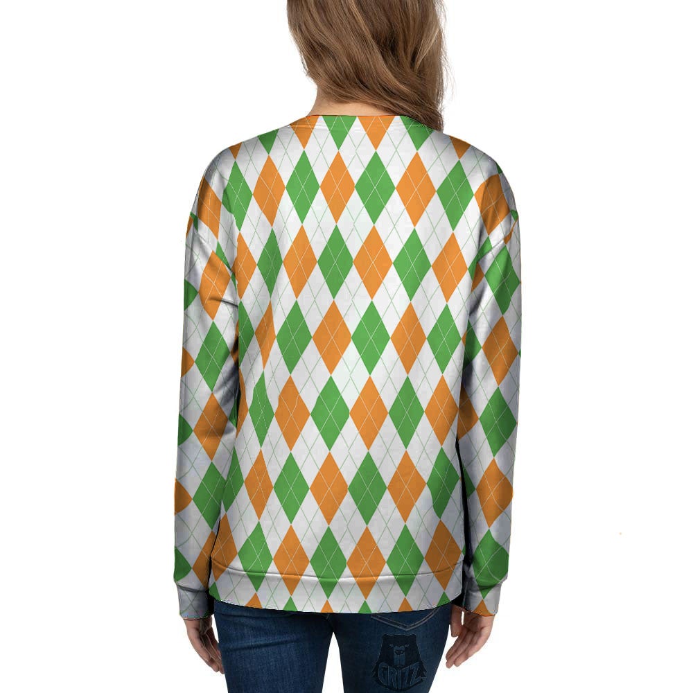 Argyle St Patrick's Day Print Pattern Women's Sweatshirt-grizzshop