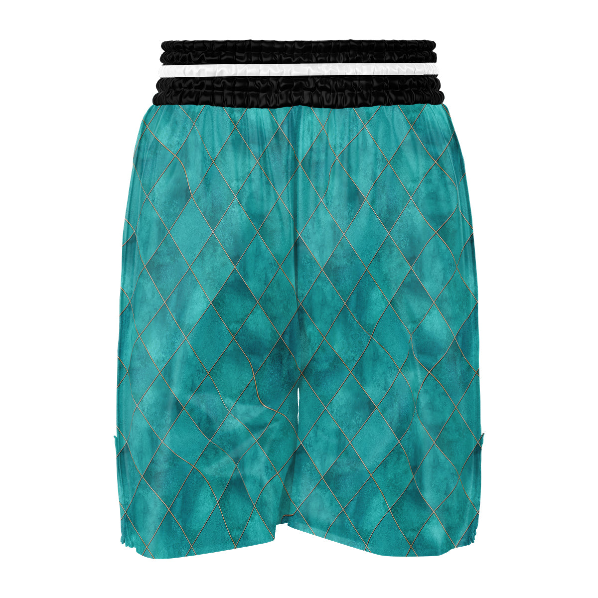 Argyle Turquoise Print Pattern Boxing Shorts-grizzshop
