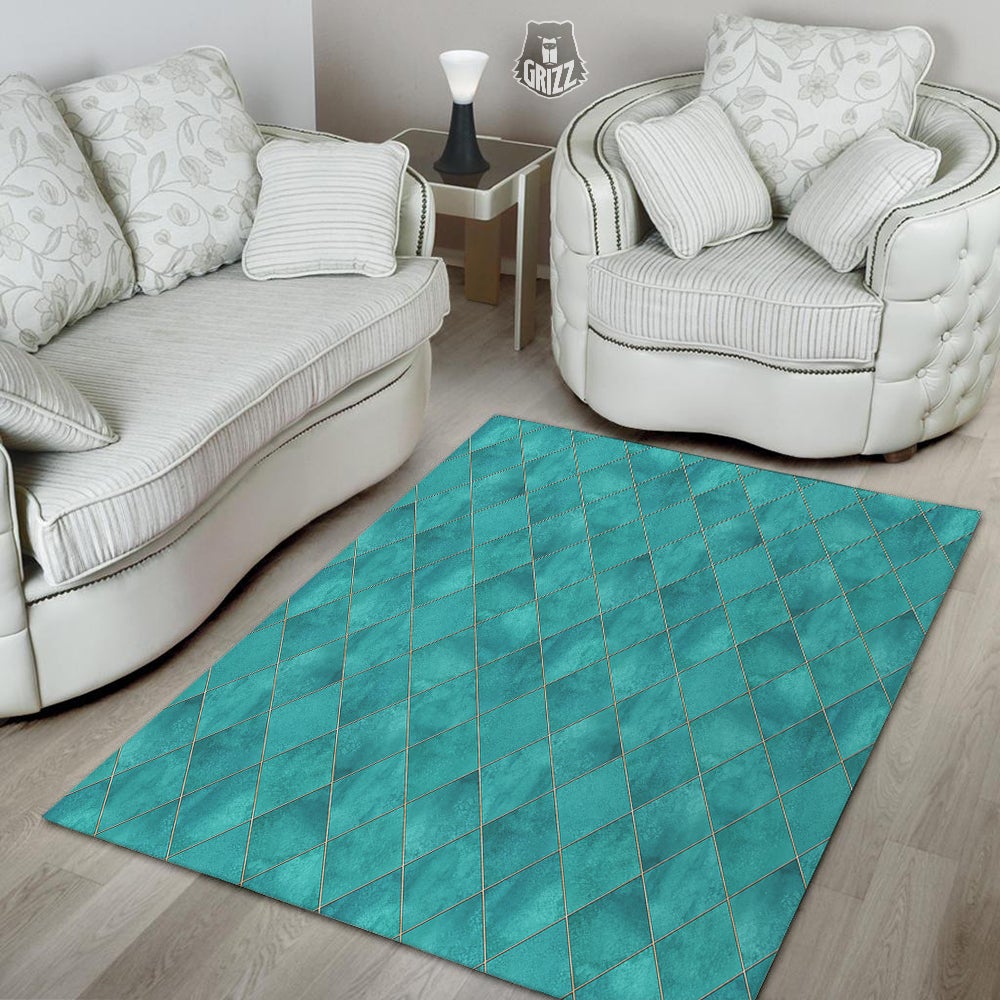 Argyle Turquoise Print Pattern Floor Mat-grizzshop