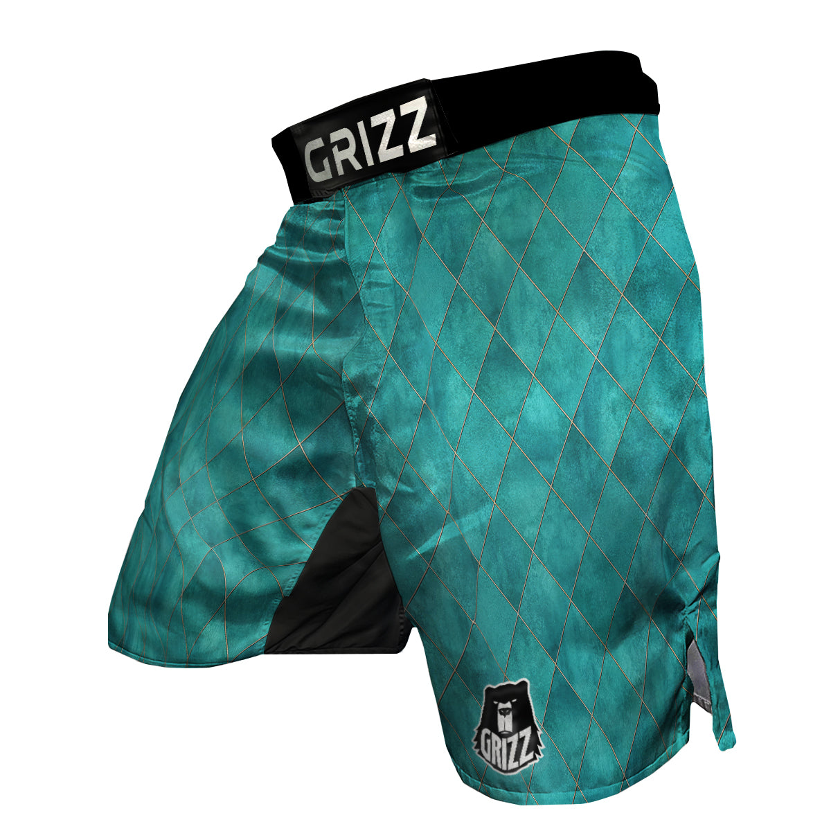 Argyle Turquoise Print Pattern MMA Shorts-grizzshop