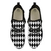 Argyle White And Black Print Pattern Black Athletic Shoes-grizzshop