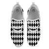 Argyle White And Black Print Pattern White Athletic Shoes-grizzshop