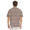 Argyle White And Brown Print Pattern Men's Short Sleeve Shirts-grizzshop