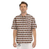 Argyle White And Brown Print Pattern Men's Short Sleeve Shirts-grizzshop