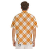 Argyle White And Orange Print Pattern Men's Short Sleeve Shirts-grizzshop