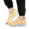 Argyle White And Orange Print Pattern White Athletic Shoes-grizzshop