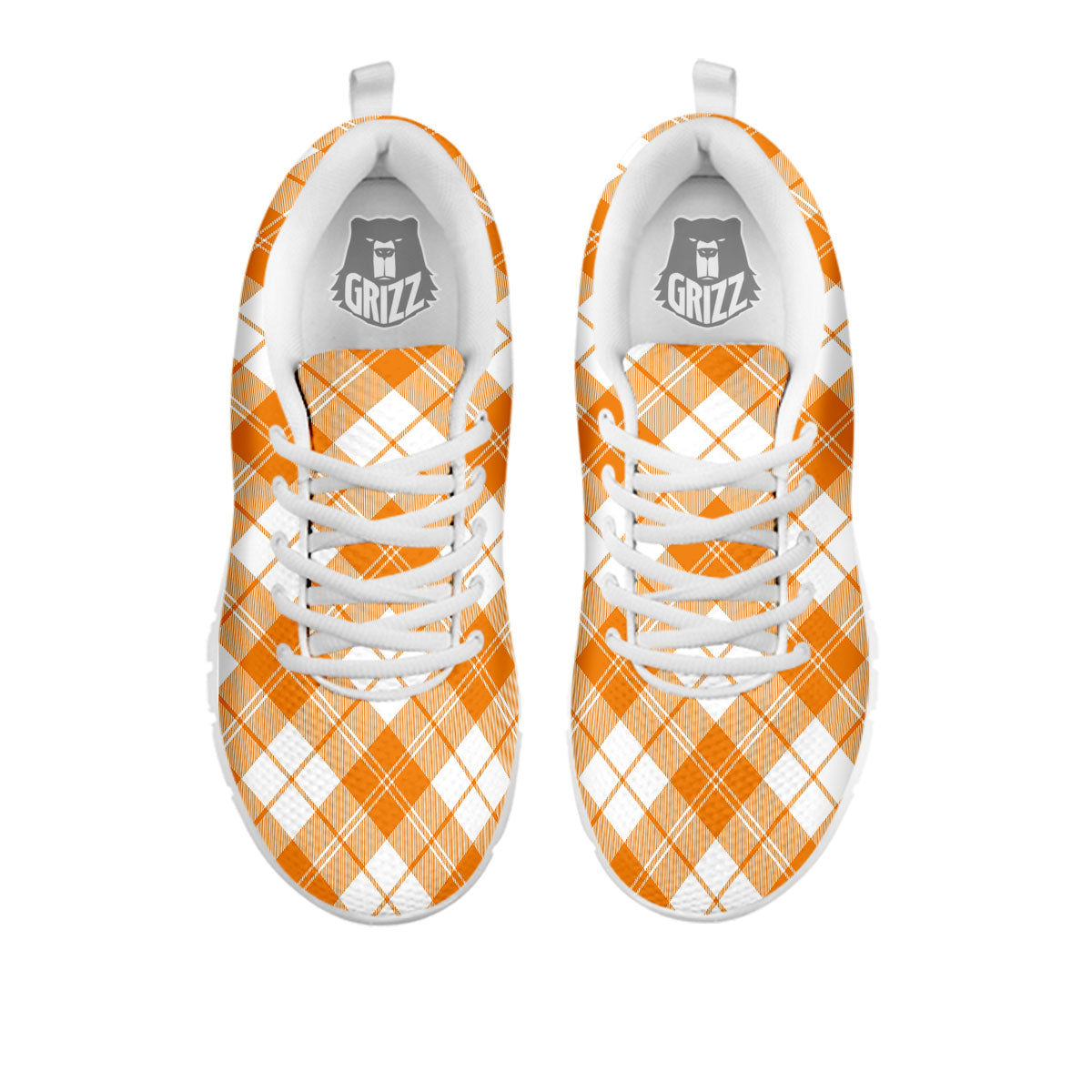 Argyle White And Orange Print Pattern White Sneaker-grizzshop