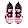 Argyle White And Pink Print Pattern Black Sneaker-grizzshop