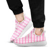 Argyle White And Pink Print Pattern White Athletic Shoes-grizzshop