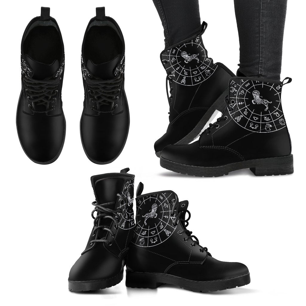 Aries Black Zodiac Women's Leather Boots-grizzshop