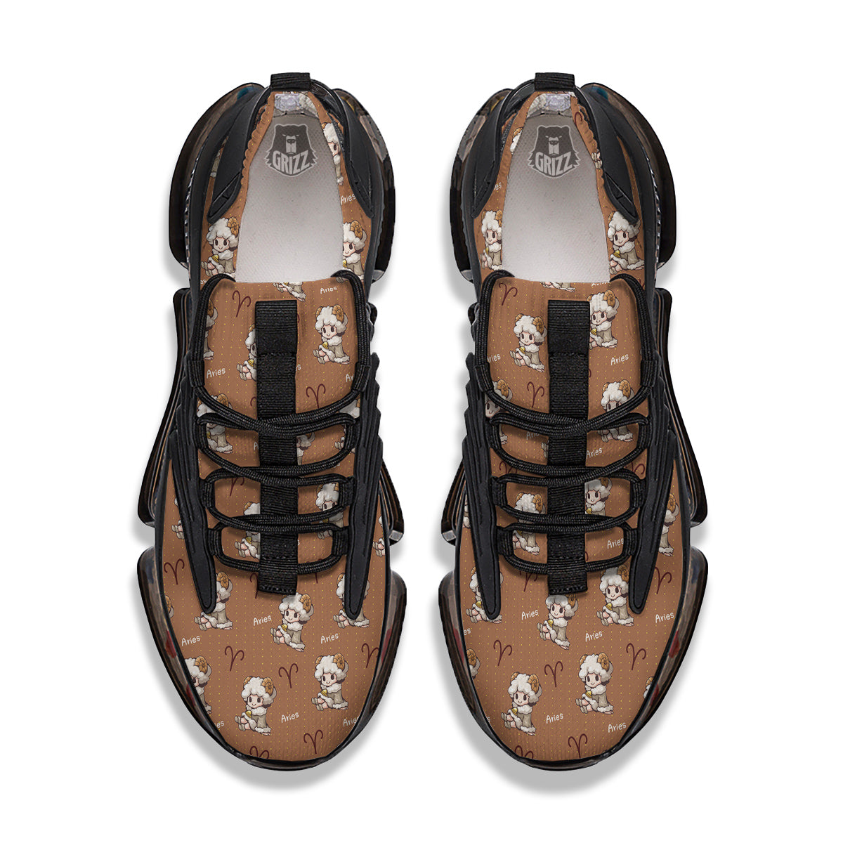 Aries Cute Cartoon Print Pattern Black Gym Shoes-grizzshop