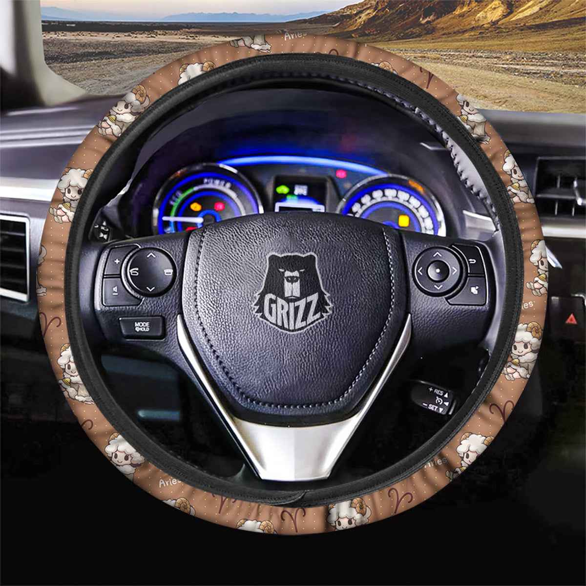 Aries Cute Cartoon Print Pattern Car Steering Wheel Cover-grizzshop