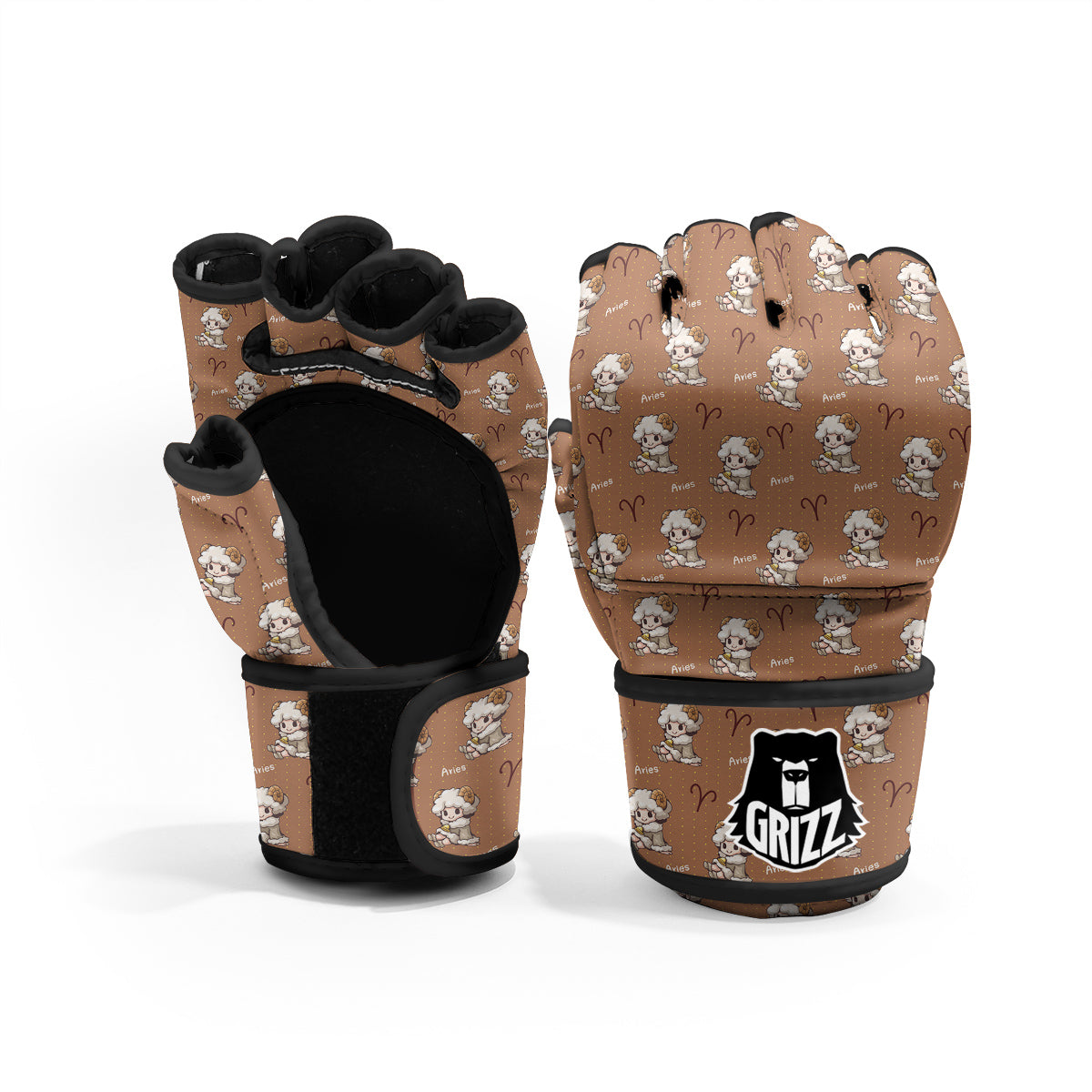 Aries Cute Cartoon Print Pattern MMA Gloves-grizzshop