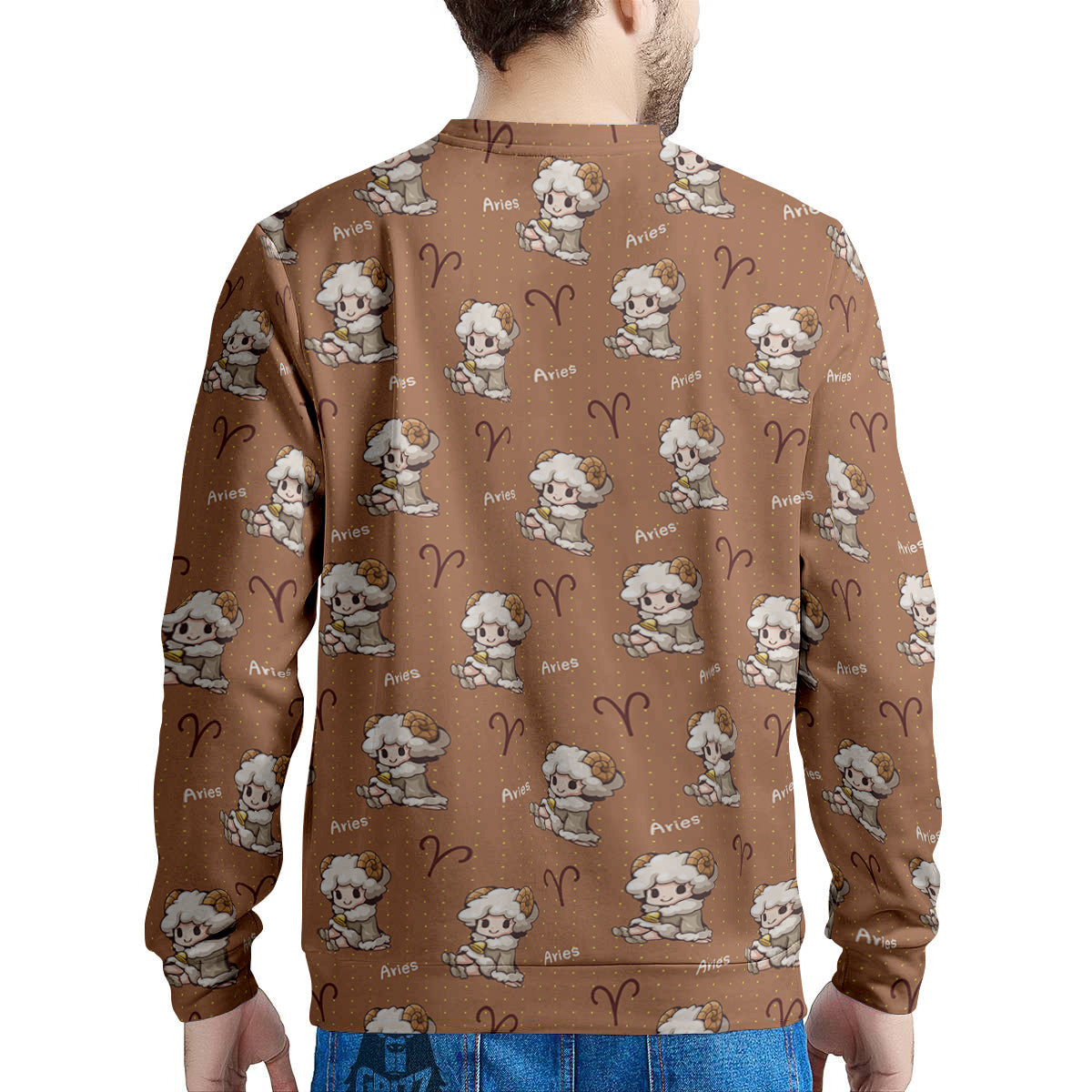 Aries Cute Cartoon Print Pattern Men's Sweatshirt-grizzshop
