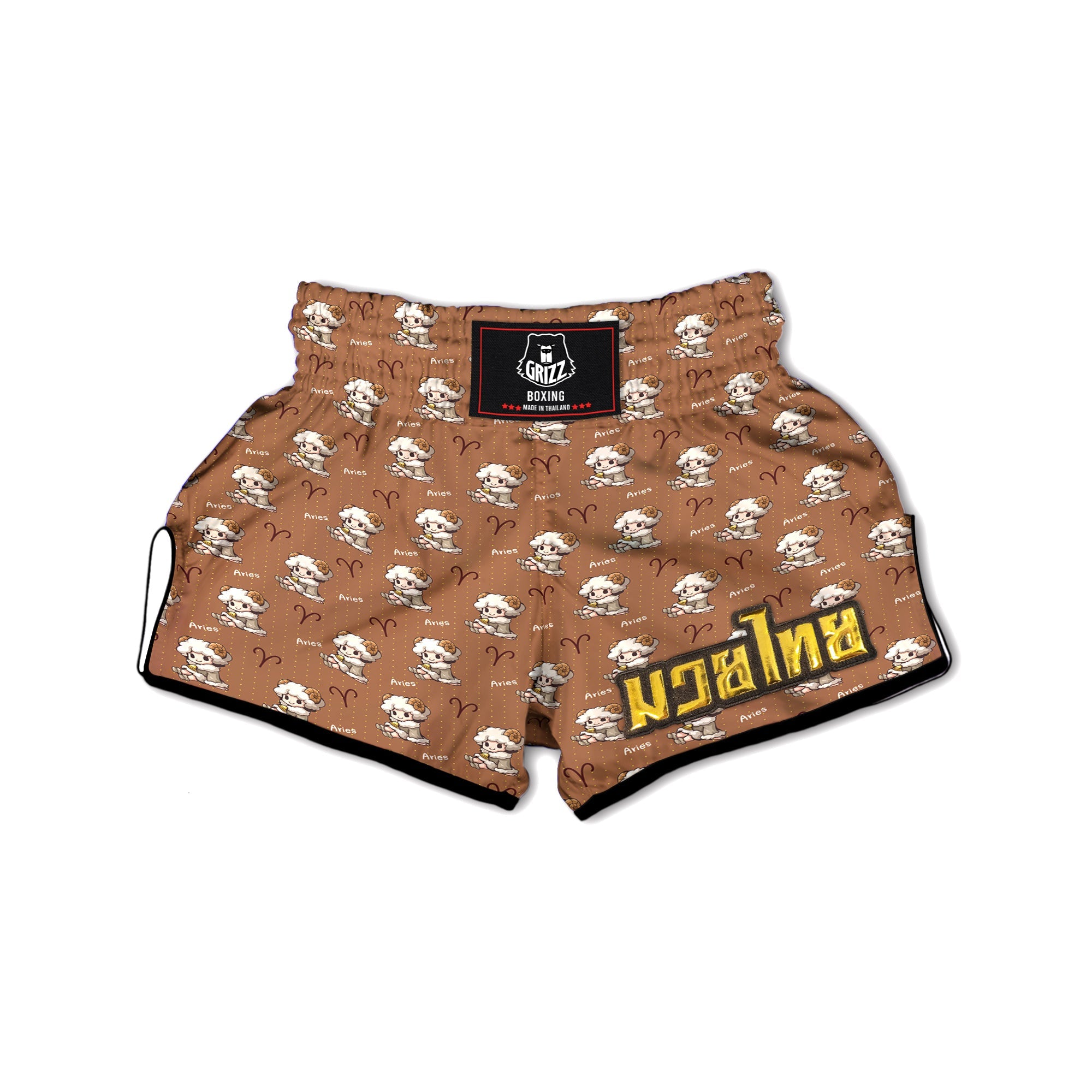Aries Cute Cartoon Print Pattern Muay Thai Boxing Shorts-grizzshop